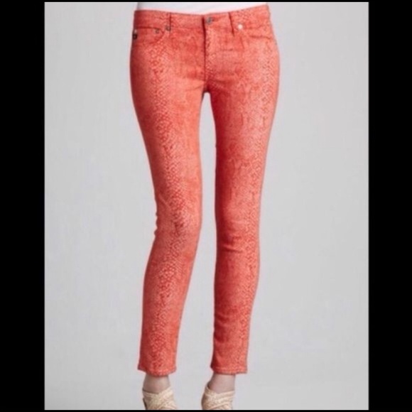 AG | Women’s The Legging Ankle Orange Snake Print Jeans Size 28 - Picture 4 of 7